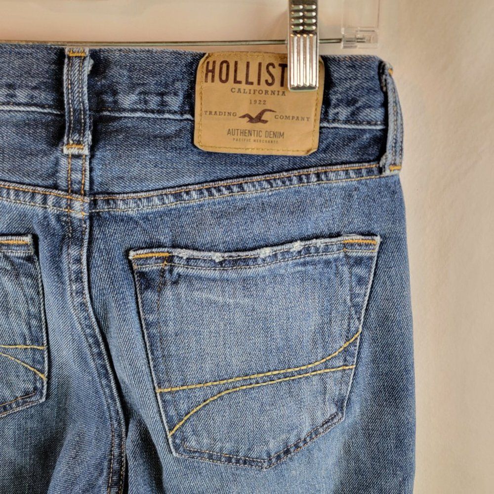 Hollister Jeans Mens 28x30 Blue Skinny Button Fly Dark Wash Whiskered Normcore A - Picture 8 of 10